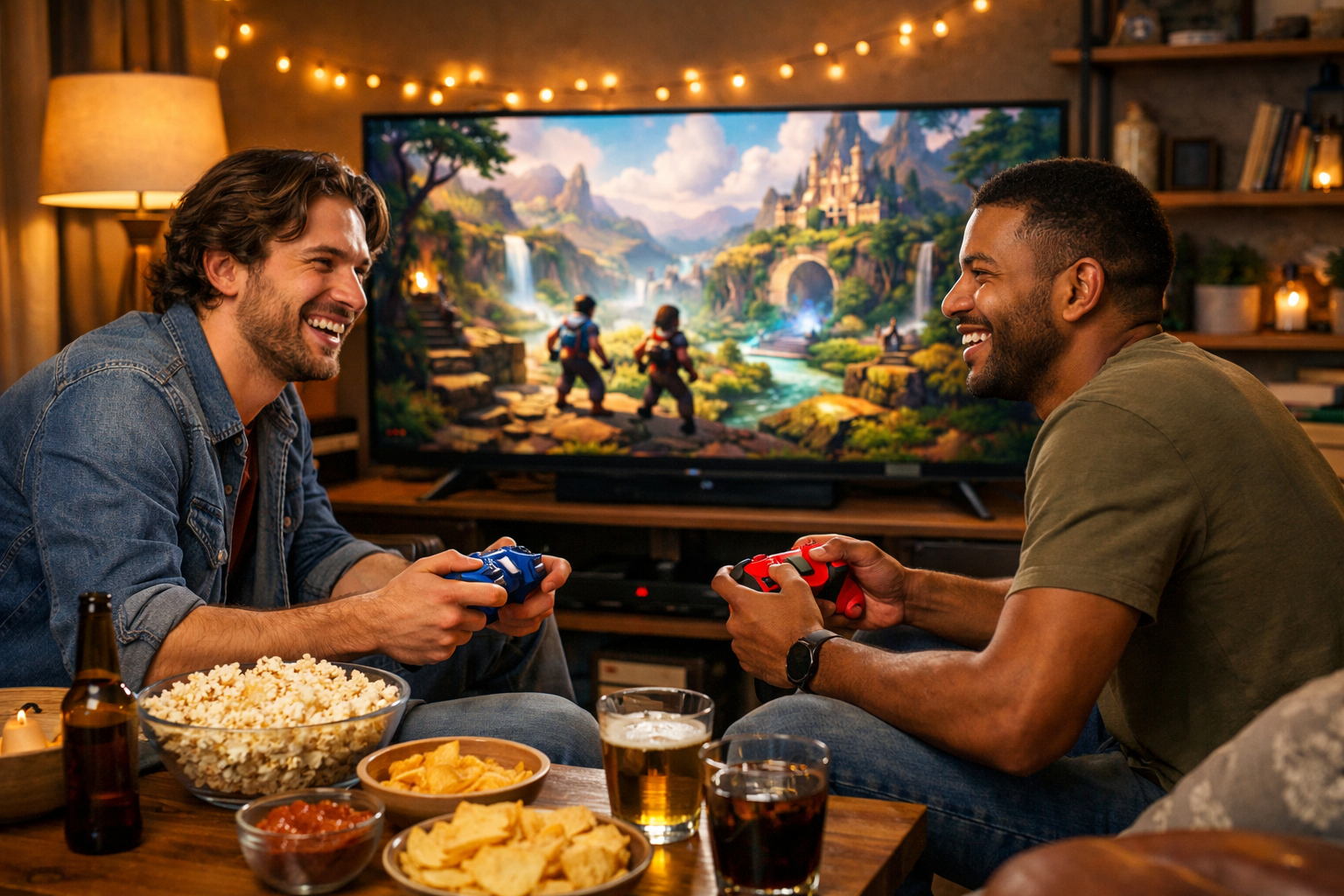 Arkadaslar birlikte oyun oynuyor